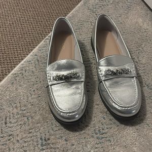Aldo Silver Flats Loafer Flats